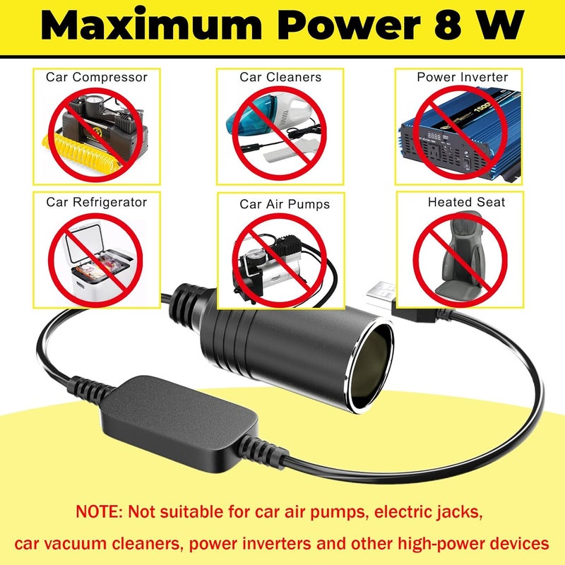 BFXM USB to Cigarette Lighter Adapter, 10W USB Male to 12V Cigarette Lighter Socket Cable, for Dash Cam, Radar Detector, Car Fan, Electronic GPS, Led Light - Image 3